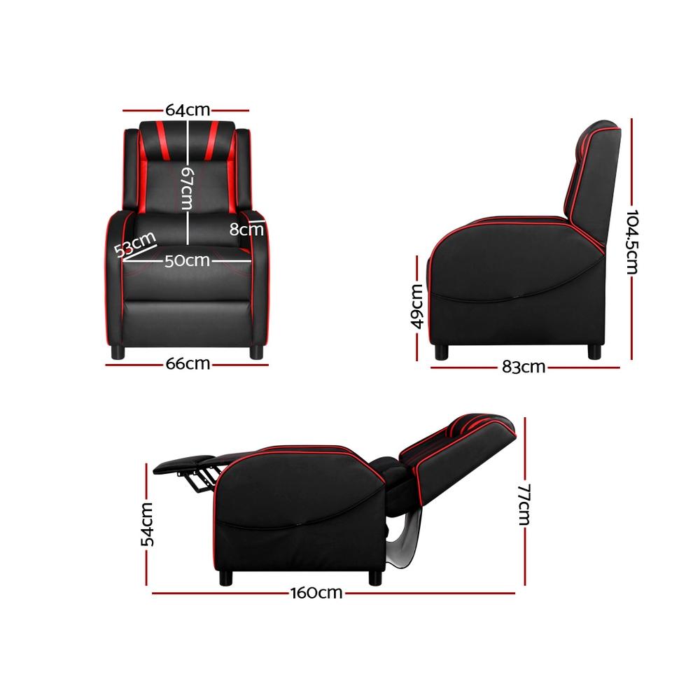 Artiss Recliner Chair Gaming Racing Armchair Lounge Sofa Chairs