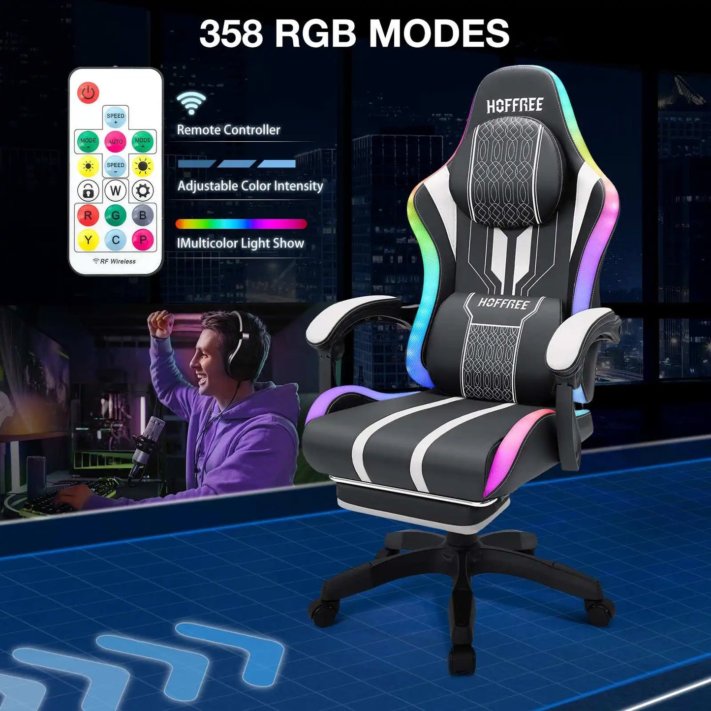 The Rave Gamer Hoffree Gaming Chair with LED and Speakers