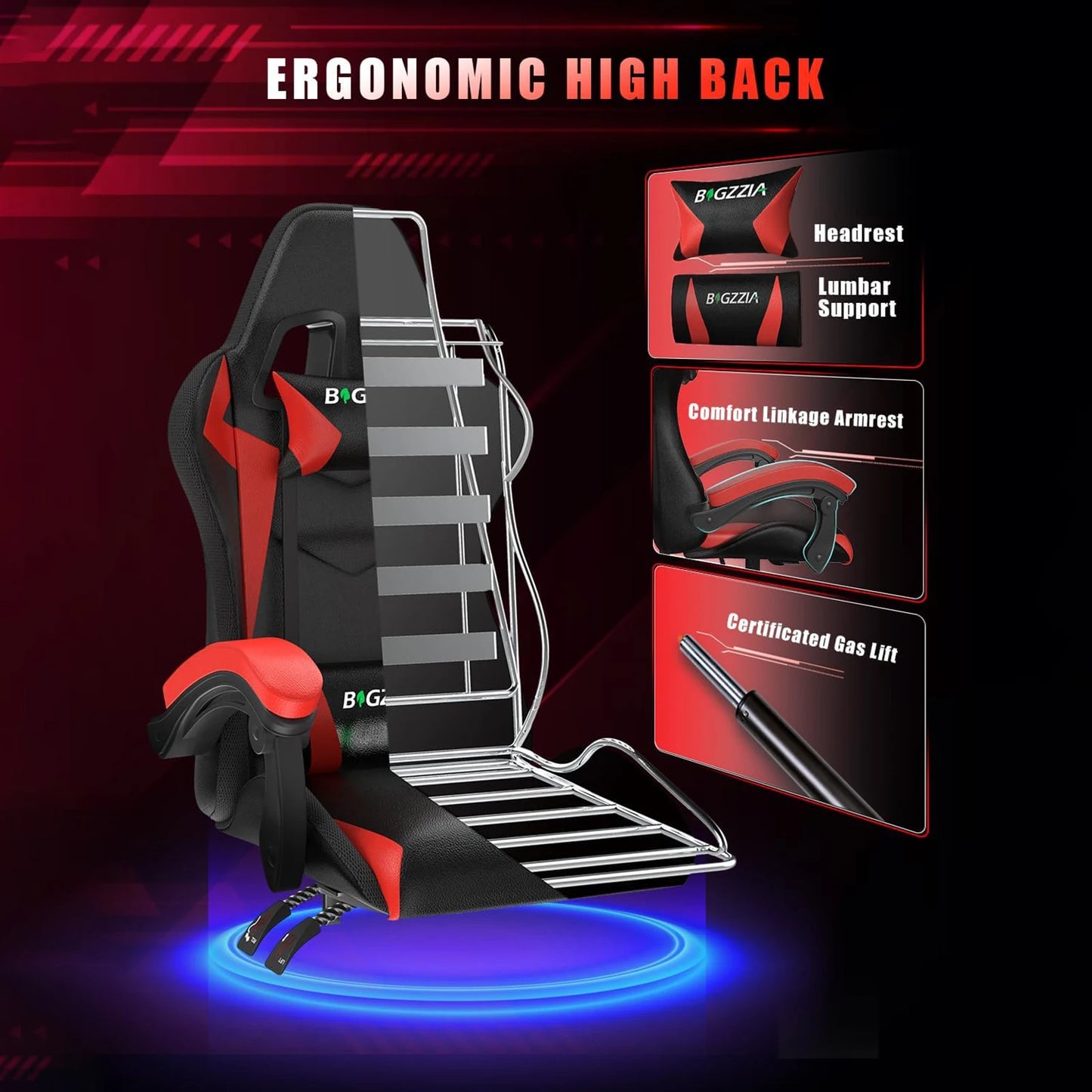 Bigzzia Gaming Chair with LED Lights