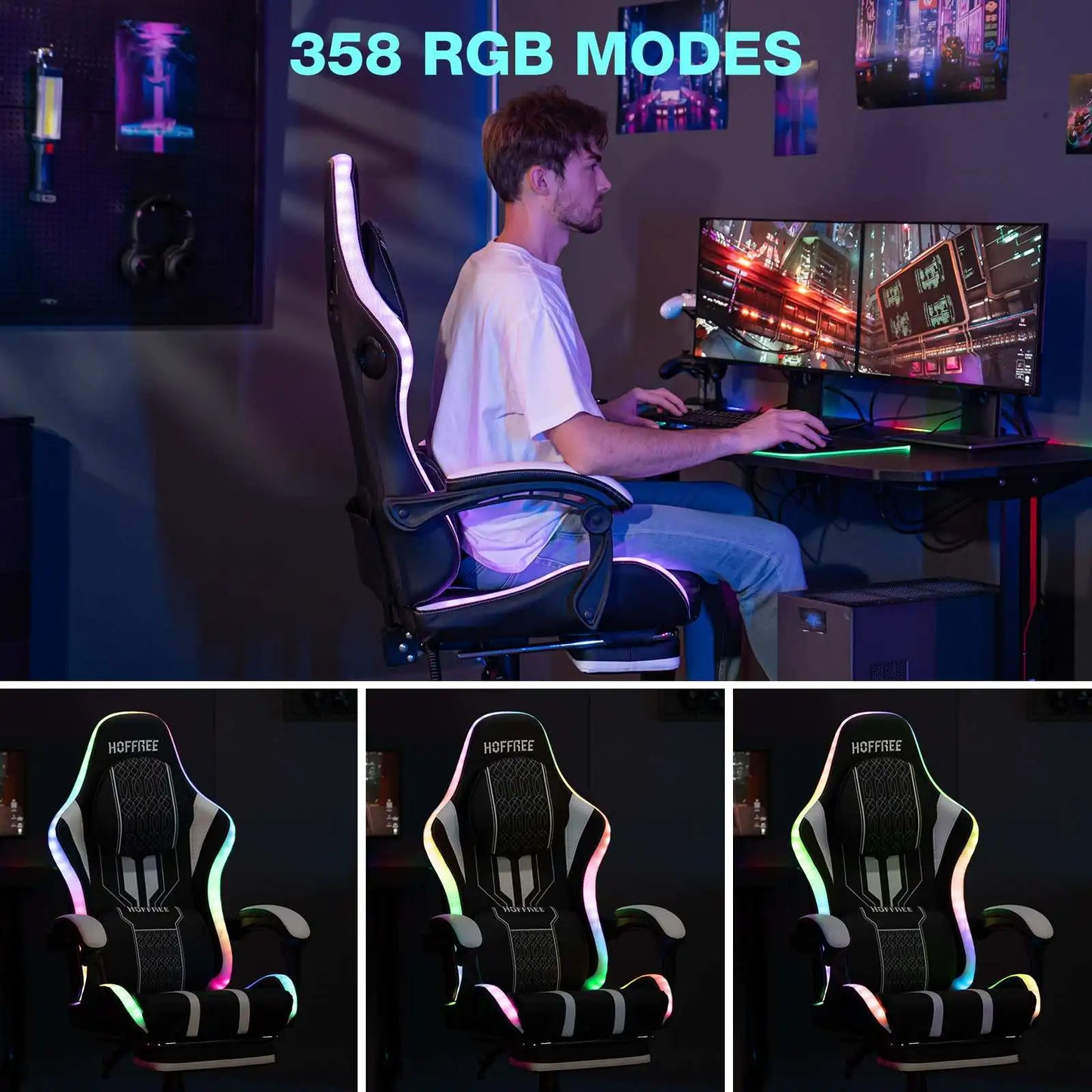 The Rave Gamer Hoffree Gaming Chair with LED and Speakers