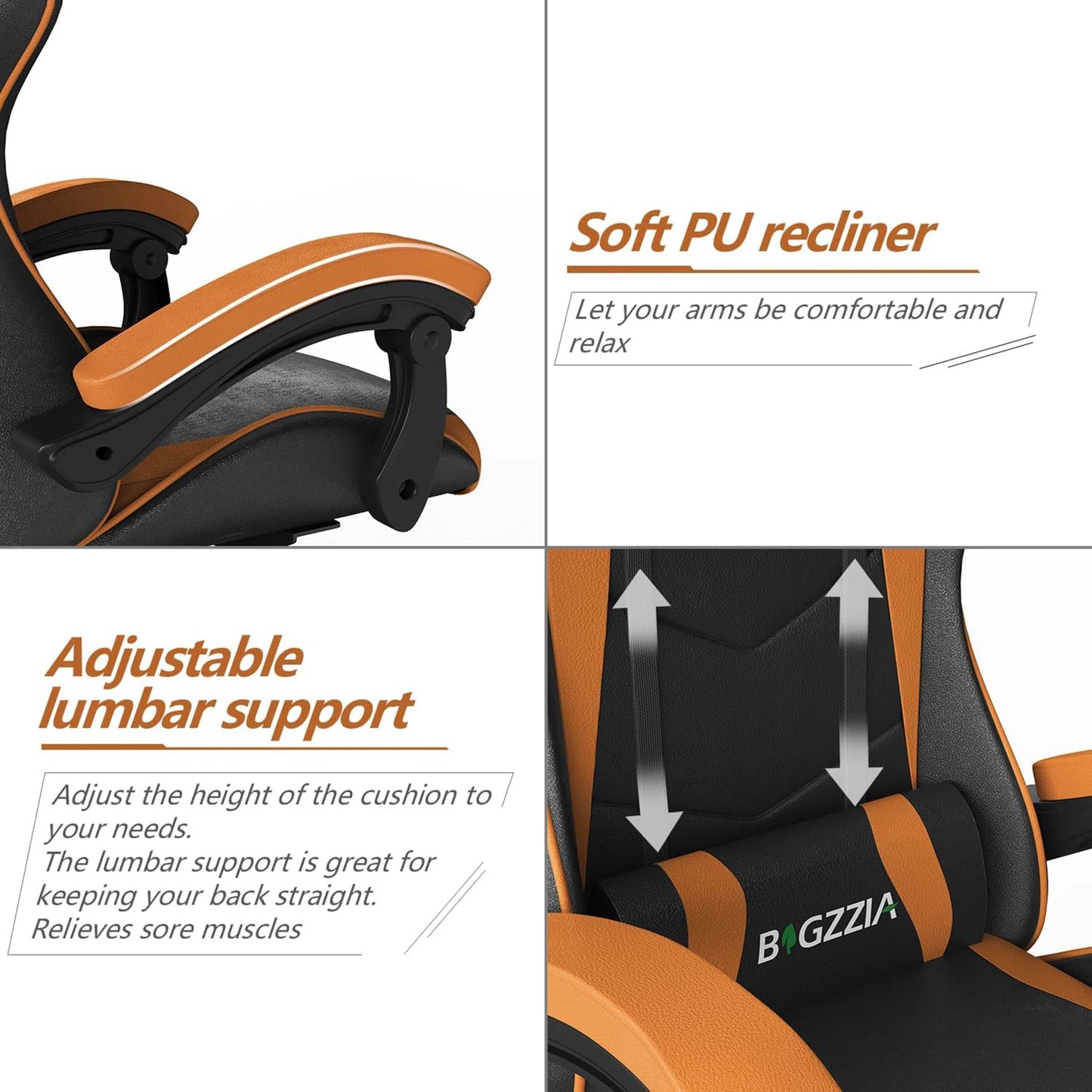 Bigzzia Gaming Chair with Ergonomic Design