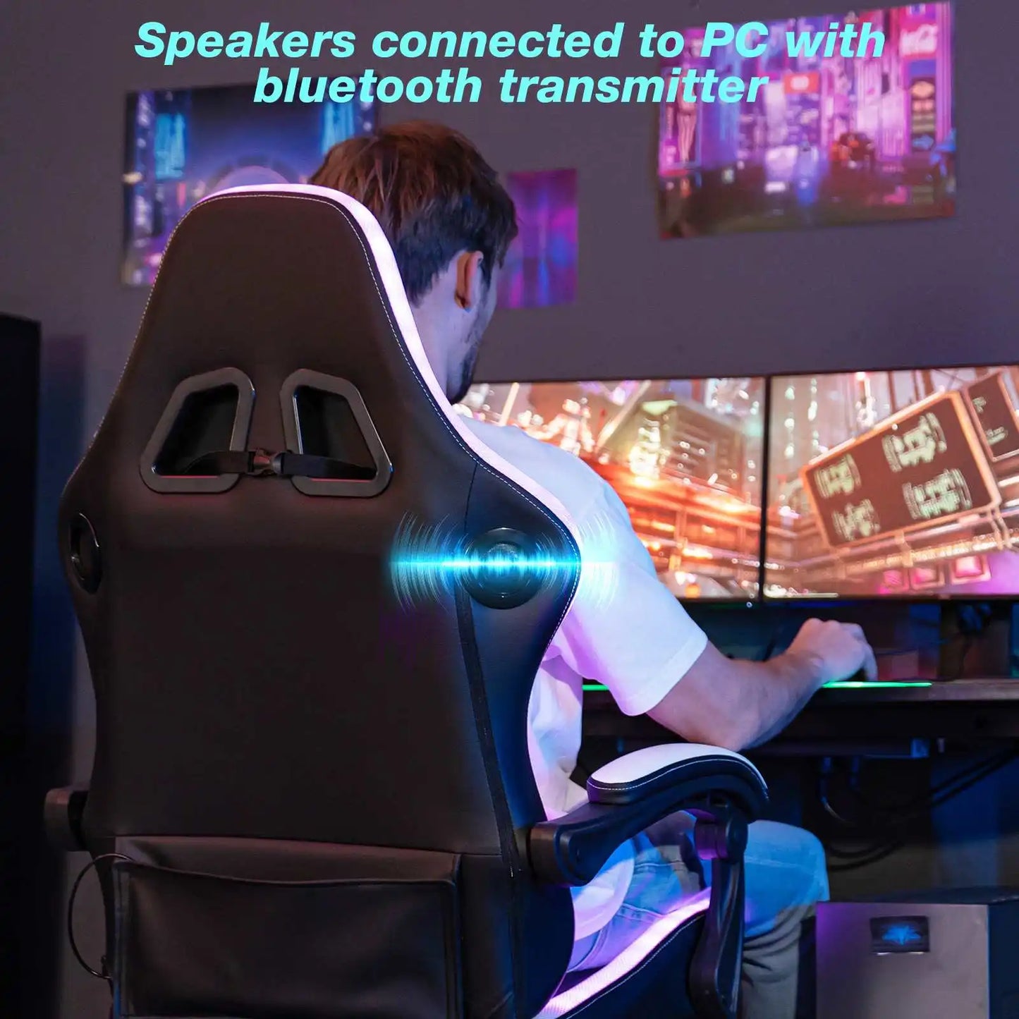 The Rave Gamer Hoffree Gaming Chair with LED and Speakers