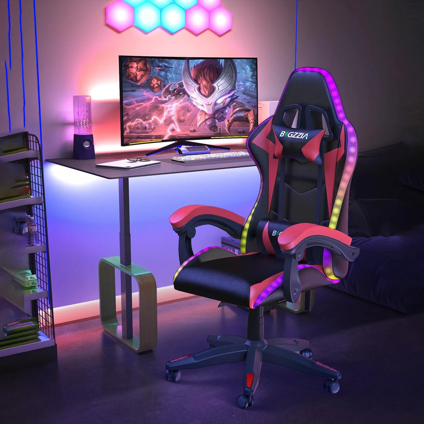 Bigzzia Gaming Chair with LED Lights