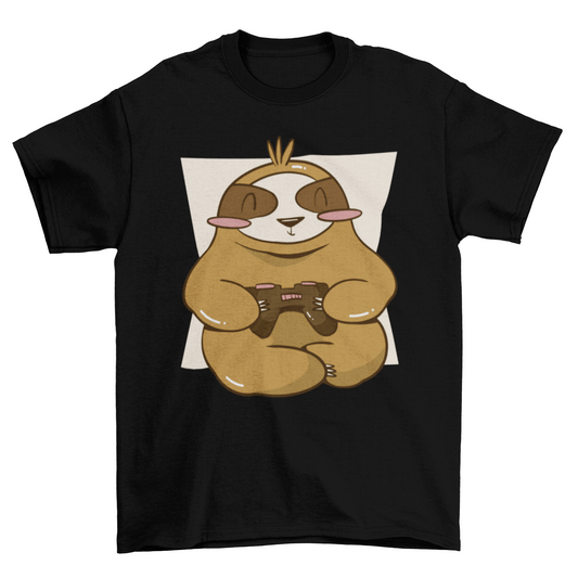 Gamer sloth with joystick t-shirt